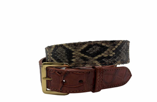 CROCÖ Mama Genuine Alligator Belt (with Python skin)