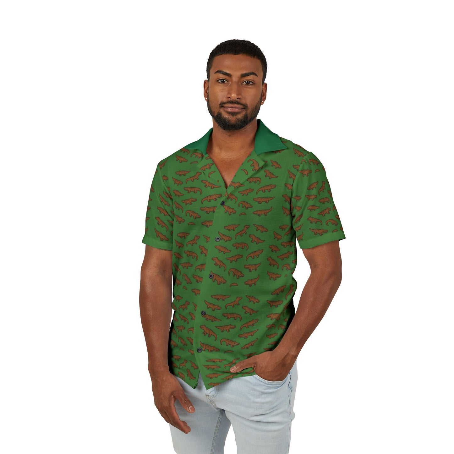 Men's Hawaiian Shirt with Small Crocodile Prints