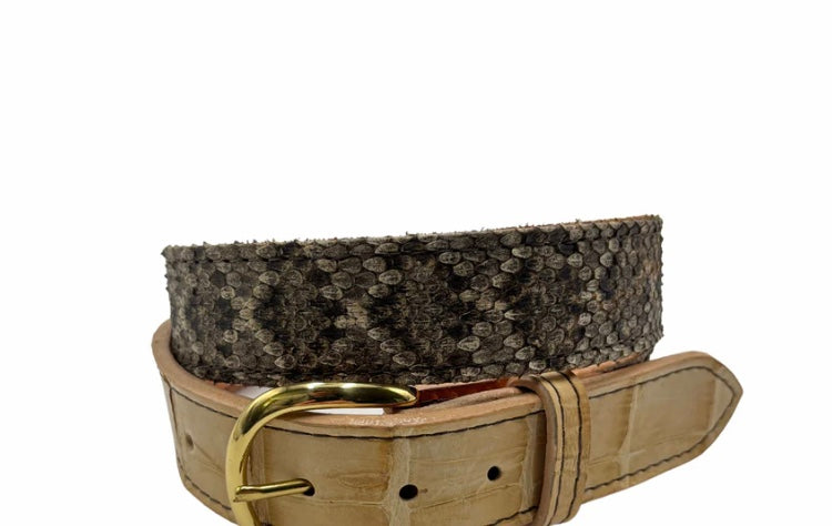 CROCÖ Mama Genuine Alligator Belt (with Python skin)