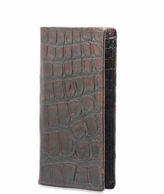 CROCÖ Mama dark brown Alligator check book style wallet